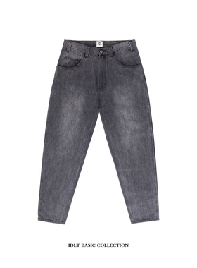 IDLT 90s 高质 重磅 灰色水洗 锥形牛仔裤 宽松萝卜老爹裤 基本款