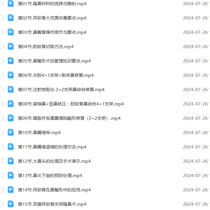 刘江鼻整形假体鼻整形精讲美容合集假体隆鼻耳软骨支架视频20节
