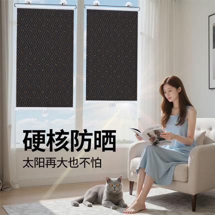 移动窗户外遮阳帘自动伸缩一体式抽拉遮光帘挡太阳隐私吸盘式挡板
