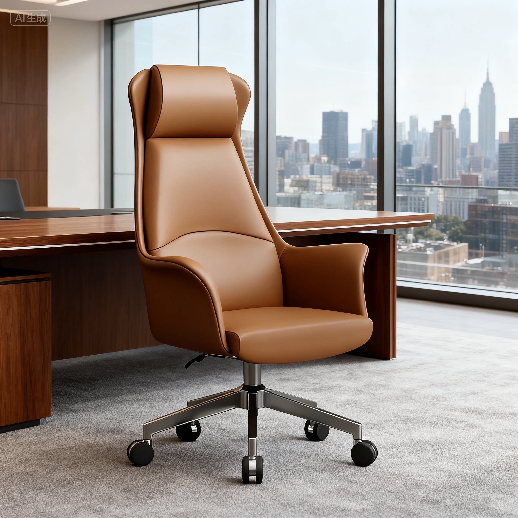 2026新款椅子W02电脑椅护腰书房办公椅真皮老板椅家用人体工学椅