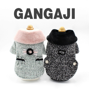 【冈阿吉Gangaji】精致品质宠物泰迪比熊双色毛领大衣