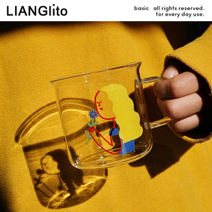 莨物原创可爱可加热高硼硅玻璃杯咖啡杯早餐杯牛奶杯水杯情侣杯