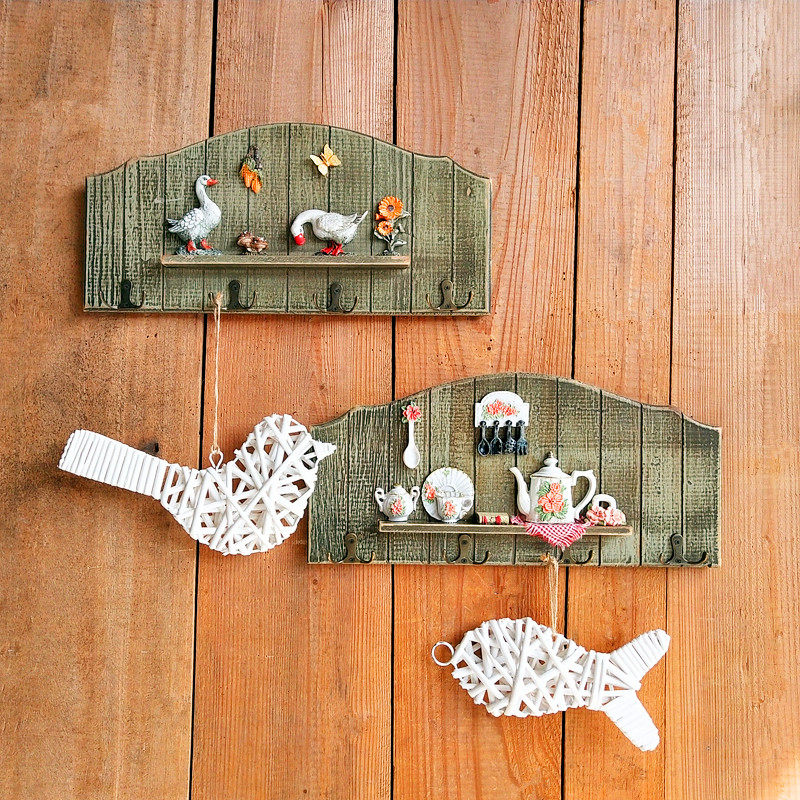 北欧乡村实木厨房餐厅装饰挂钩衣帽架玄关挂衣钩壁挂时尚创意家居