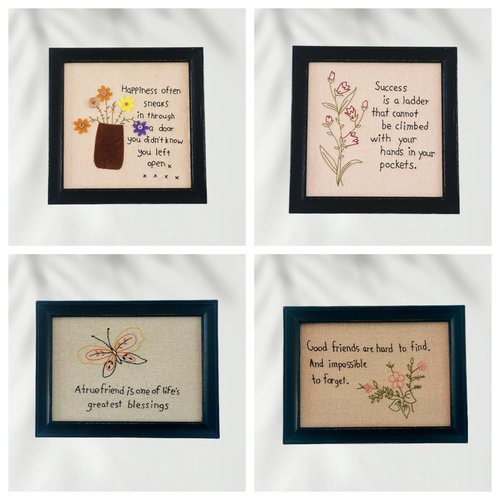 新款中古手绣拼贴挂画布艺装饰画壁画实木框壁饰客厅创意家居装饰