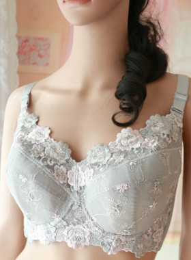 大码薄款胸罩聚拢文胸全罩杯胖MM大胸显小日系F杯H杯内衣调整型