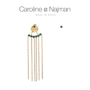 法国caroline najman不对称气质时尚百搭耳坠水晶流苏耳饰长款