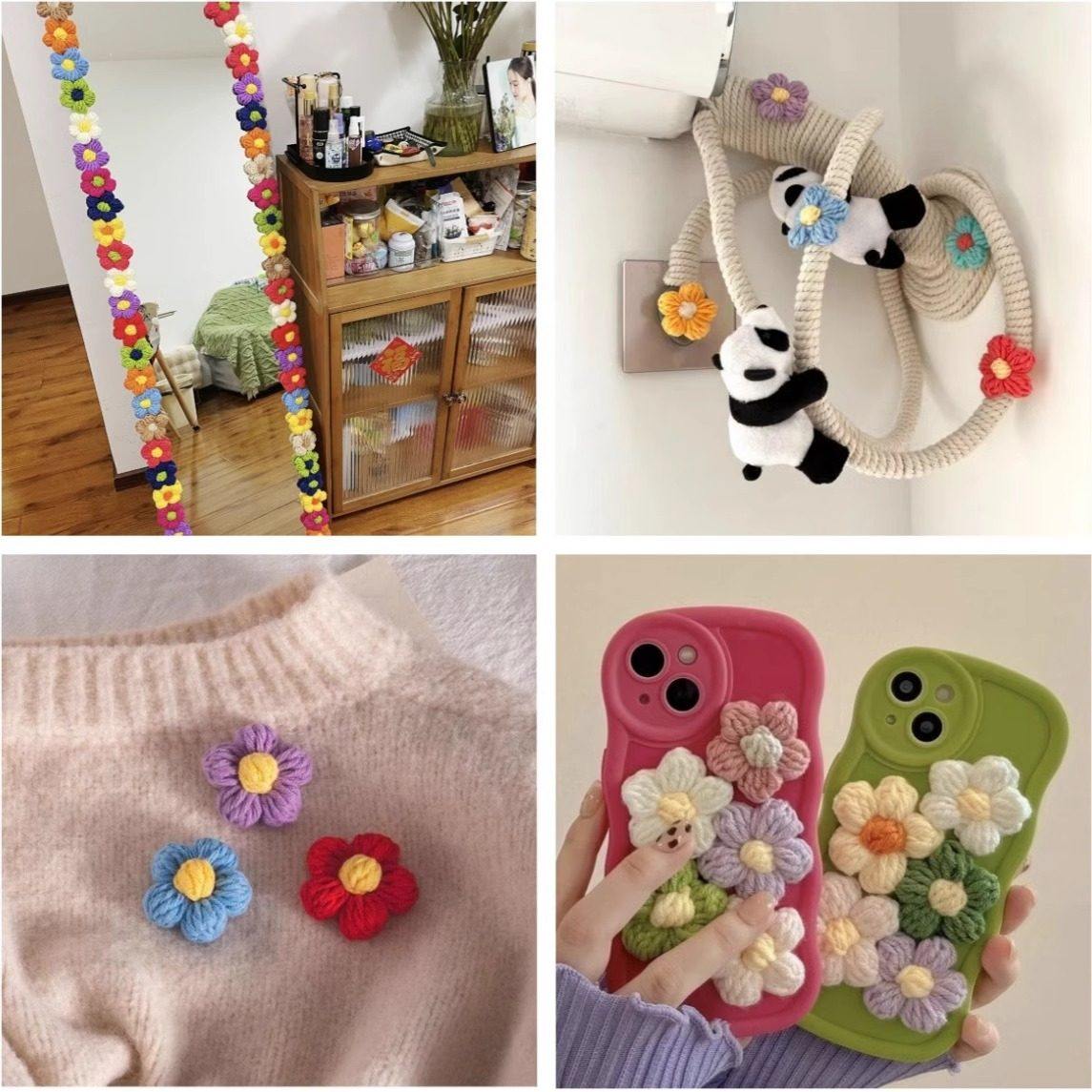 镜子装饰边框diy泡芙花针织毛线材料包全身镜创意手工改造全身镜,服饰配件/皮带/帽子/围巾,DIY编织材料包,淘宝优惠券,粉丝福利购,淘宝优惠卷