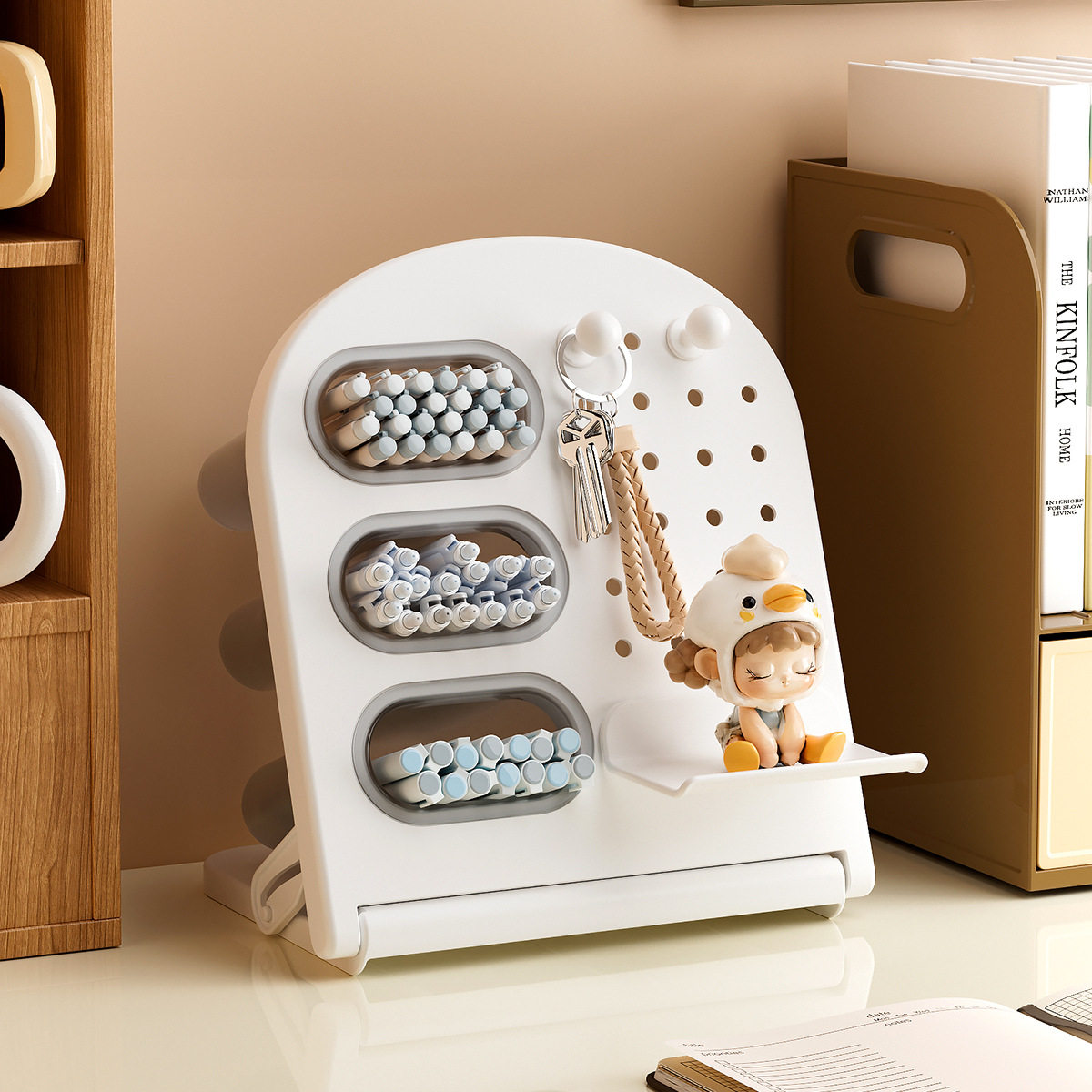 笔筒收纳盒学生桌面大容量笔桶创意文具整理盒高颜值斜插式置物架