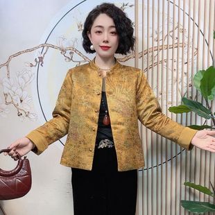 冬季中式国风棉服气质妈妈加棉厚款外套新款时尚大码短款棉袄上衣