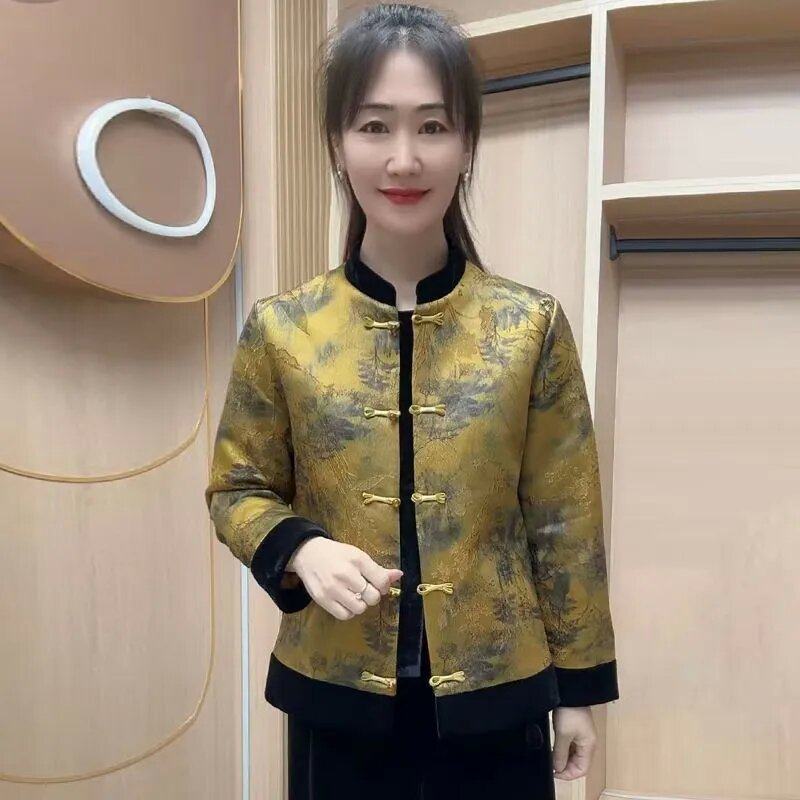 冬季夹棉国风棉服上衣立领盘扣丝绒中式保暖外套大码显瘦短款棉袄,女装/女士精品,大码棉服,淘宝优惠券,粉丝福利购,淘宝优惠卷