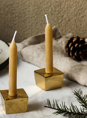 ALOTOF 黄铜小烛台 手工蜂蜡烛台