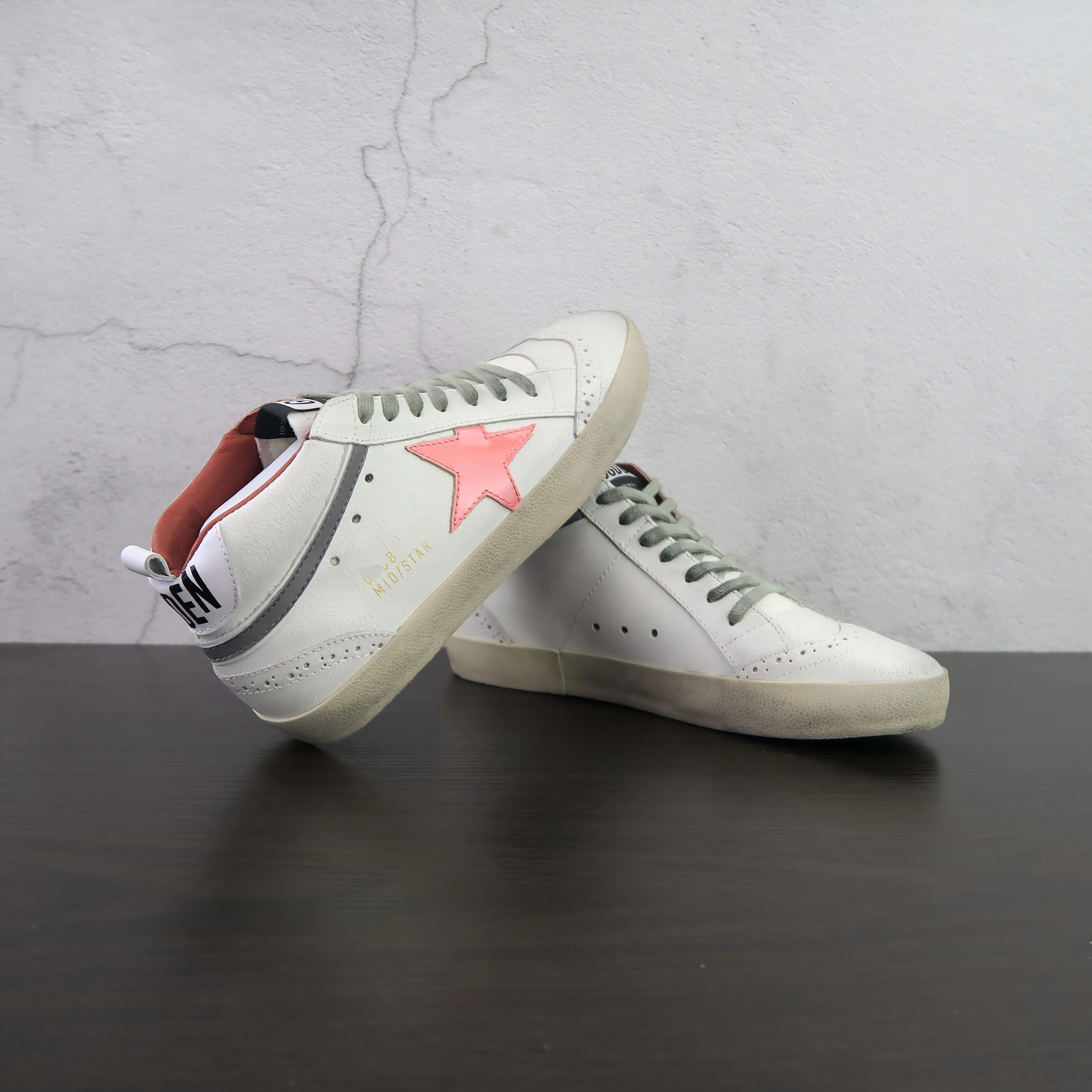 春新品中帮脏脏鞋粉色星星手工做旧休闲鞋平底内增高板鞋百搭女鞋