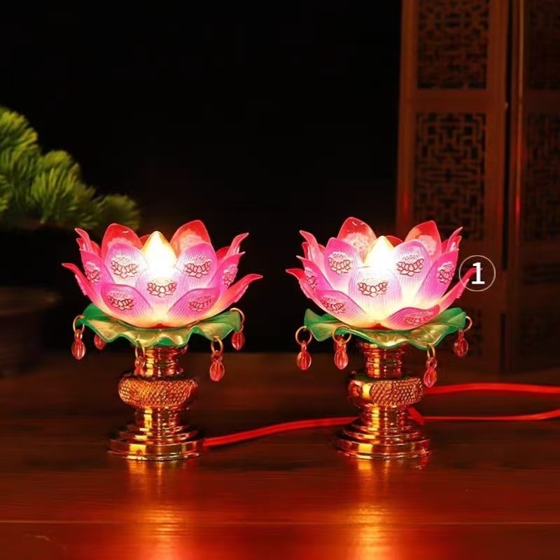 供佛莲花灯座烛台佛前灯佛前供电蜡烛台供灯插电长明灯座
