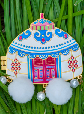 新款蒙古包金属开合冰箱贴裸眼3DAR动画冰箱贴内蒙古文创伴手礼