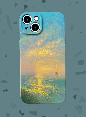 云淡风轻~油画波光湖面菲林适用iPhone15/14手机壳华为nova畅享60pro软OPPOreno9vivos18硬IQOO10小米13一加