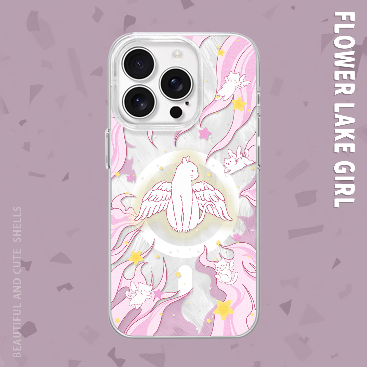 【天使猫】治愈少女心猫咪适用iPhone15/16promax手机壳磁吸红米K70羽纱vivoS20华为P70小米15一加ACE3苹果14