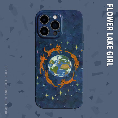 【太空漫步】守护地球小猫适用iPhone16/17promax手机壳华为pura70苹果14红米k80vivoS20软opporeno12畅享70