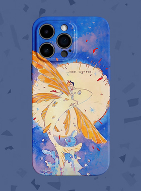 飞鱼~好运锦鲤插画菲林适用iPhone16promax手机壳华为nova12小米14红米k80软壳vivoX200iqooneo10苹果15plus