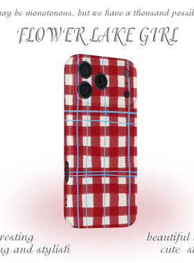 【解锁快乐】复古新年红格纹适用iPhone16/17promax手机壳华为mate70软OPPOreon12vivoS20苹果14一加13小米15