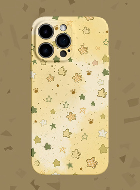 【初秋日记】奶黄涂鸦星星适用iPhone16/15promax手机壳华为mate60软OPPOreon12vivoS20苹果14一加ACE3小米15