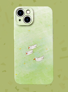 春水暖~治愈系可爱鸭子菲林适用iPhone13promax手机壳华为nova11小米14红米k60硬vivoiqooneo7魅族21苹果软
