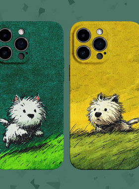 【奔向你】涂鸦奔跑狗狗适用iPhone16/15promax手机壳华为P70苹果13情侣OPPOreon9软vivoS15一加ACE3红米K80