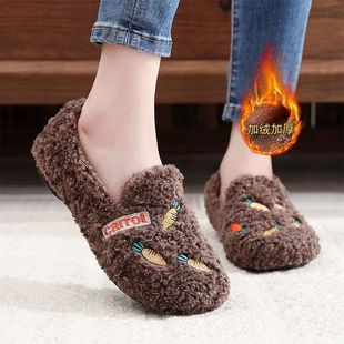 子女防滑软底加厚平底豆豆棉鞋 加绒毛毛鞋 2024新款 冬季