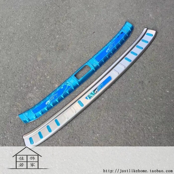 17-20款瑞纳 专用不锈钢内外后护板 行李尾箱防护门槛条后杠踏板