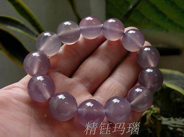 巴西新款未镶嵌 玛瑙手珠圆珠手链16mm 紫玉髓 通透强荧光 礼物