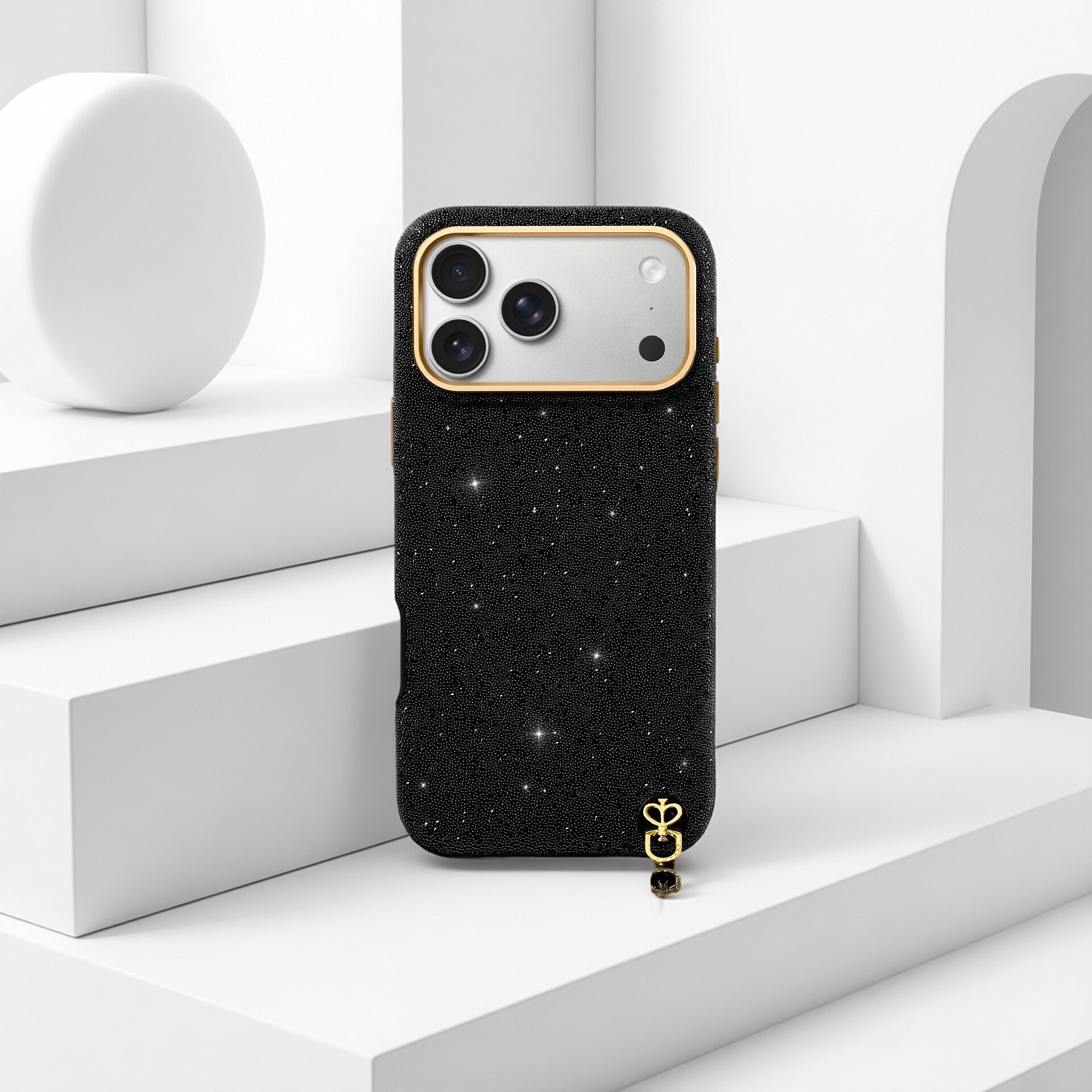 满天星系列壳适用iPhone17/17ProMax苹果17/17Pro原创轻奢高级珠宝手工黑钻磁吸