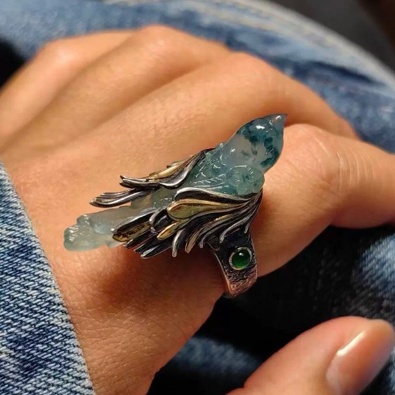 进口新中式飞鸟开口戒指复古文艺新款高级感轻奢百搭小众个性潮流