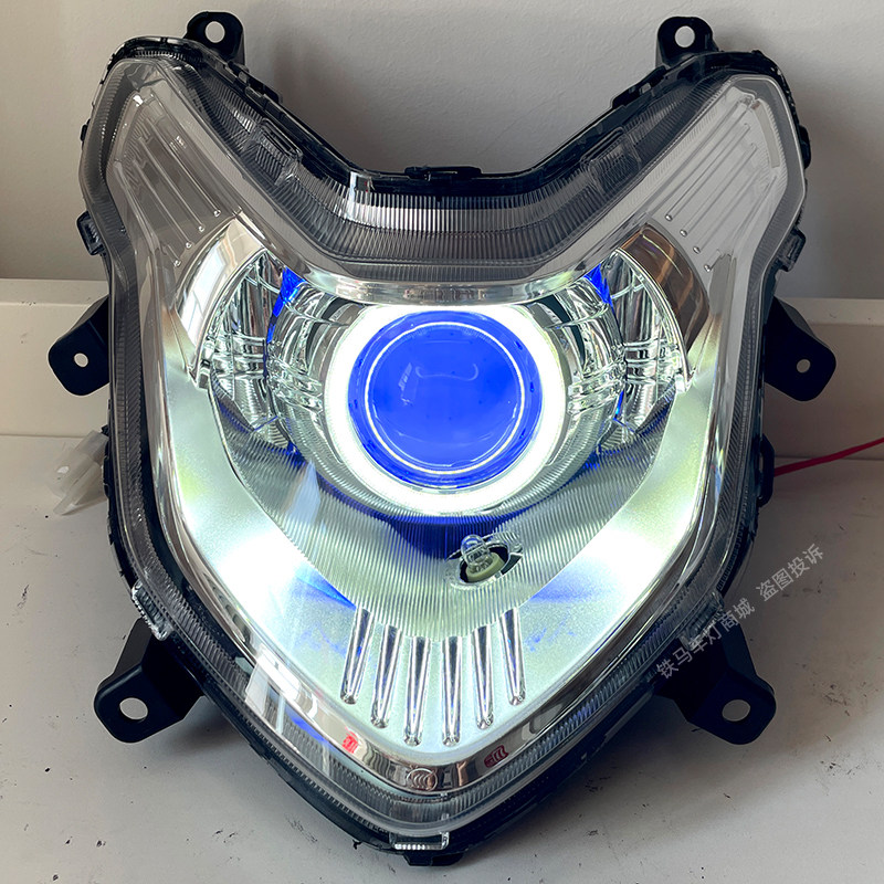 适用铃木丽梦Q125T-7大灯总成LED双光透镜前车头灯天使眼升级亮度
