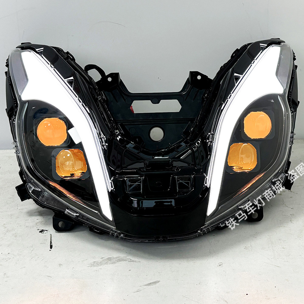 适用豪爵UFR150大灯总成改装LED矩阵模组激光大灯升级车灯恶魔眼