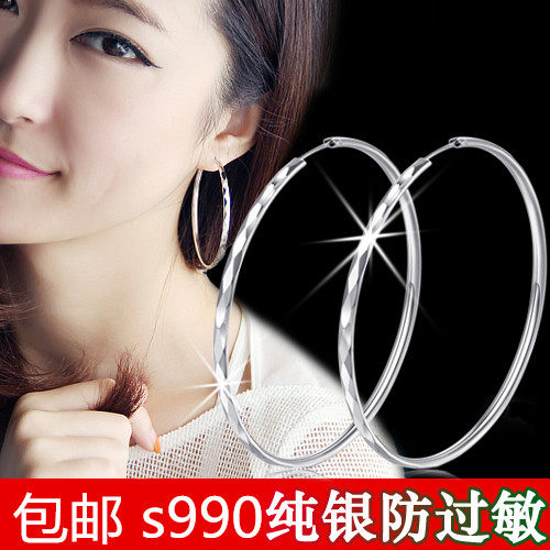 999纯银耳环大耳环耳饰夸张