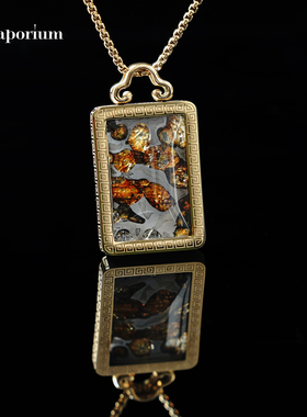 天然肯尼亚橄榄陨石吊坠封闭抗氧