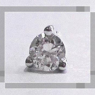 18k白金天然南非白色3分钻石鼻钉/小耳耳钉