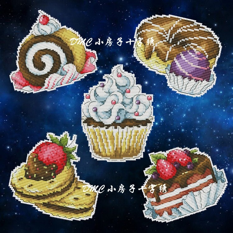 DMC十字绣 巧克力甜点冰箱贴 塑料板 创意简单下午茶厨房蛋糕食物,居家布艺,十字绣套件,淘宝优惠券,粉丝福利购,淘宝优惠卷