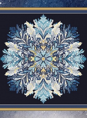 法国DMC线R线十字绣 蓝色冰凌花 黑布saga手工客厅装饰画礼物雪花