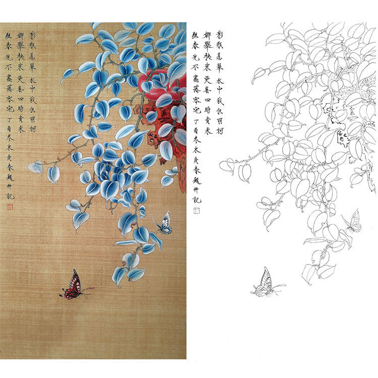 工笔画白描底稿绿萝楚彦春复古风花鸟实物打印稿尺寸可选cy09