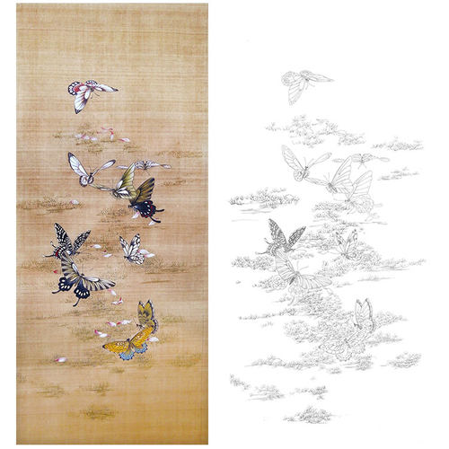 蝴蝶复古风尺寸可选cy11工笔画