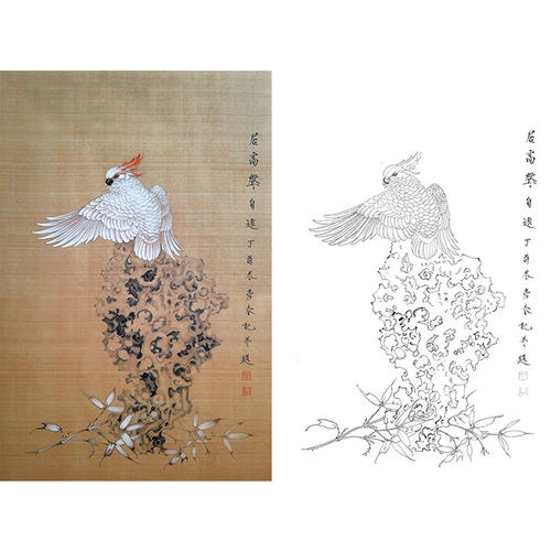 复古风实物打印稿尺寸可选工笔画