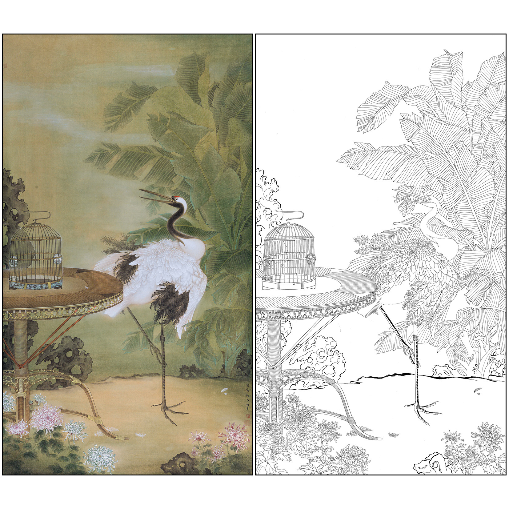 工笔画白描底稿薄春雨花鸟芭蕉仙宣纸/书画纸