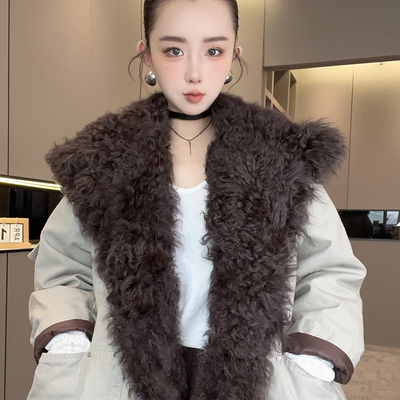 【现货】毛领派克鹅绒羽绒服女2025冬季新款派克服外套长袖上衣