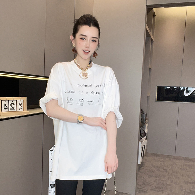 短袖T恤女2026夏季新款撞色拼接图案字母印花打底衫圆领半袖上衣