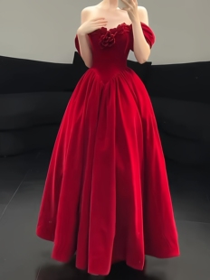 一字肩敬酒服新娘婚服高级感轻奢2026新款秋冬红色订婚礼服女婚礼