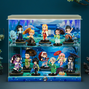 适用鬼灭之刃梅雨系列Q款手办无限城篇盲盒场景收纳展示盒摆件