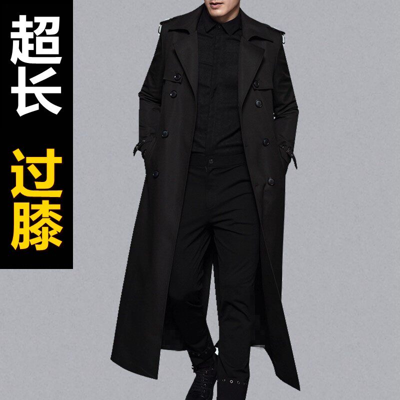 秋冬新款超长款胖仔风衣大码宽松