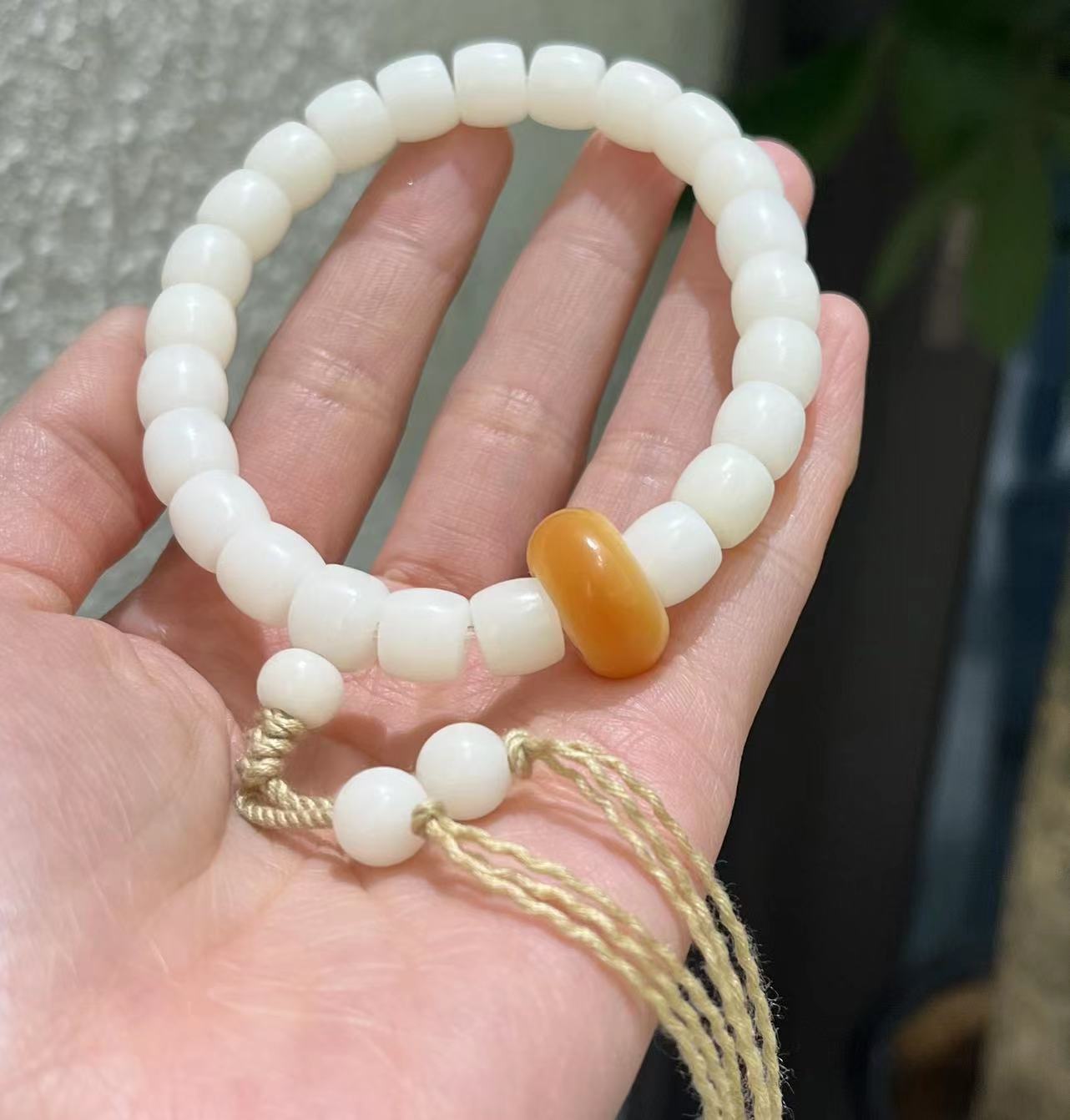 绕指柔白色直切菩提根手串老型桶珠跑环男女盘玩单圏手链精工菩提
