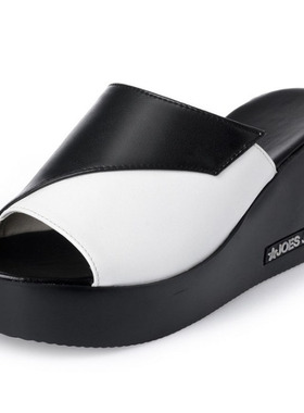 韩版时尚女鞋特大号40 43真皮凉鞋坡跟防滑妈妈鞋41 42女士凉拖鞋