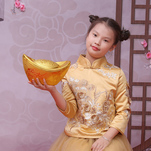 仿真金元宝摆件春节招财糖果盒大元宝道具空心塑料新年装饰品